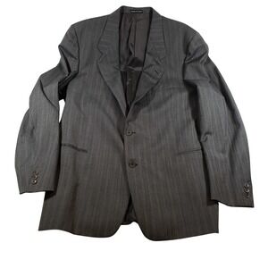 Profilo Gift Mens Blazer‎ Suit Jacket Made in Italy Wool Pinstripe Dark Gray